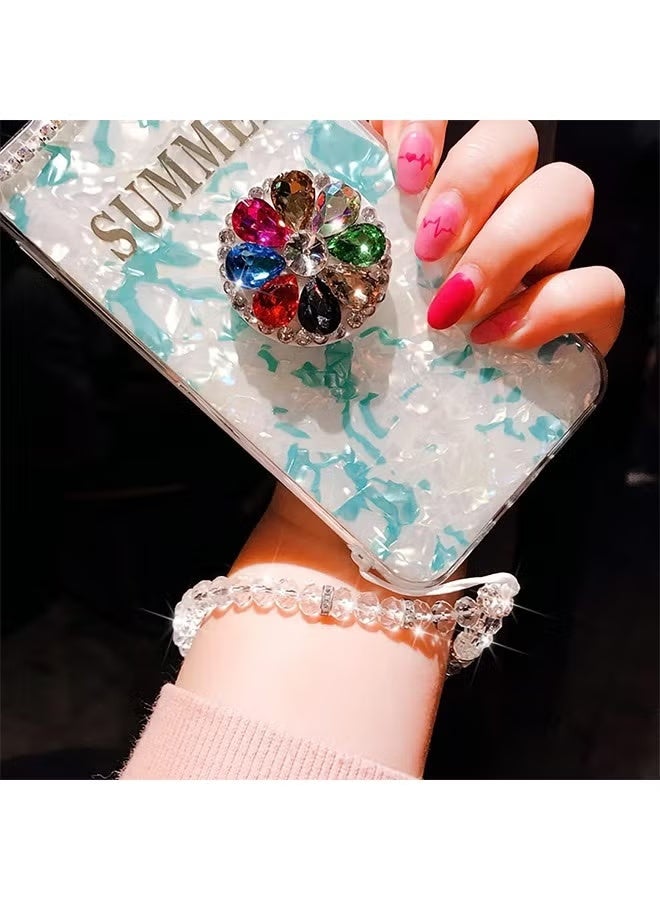 طقم 2 حزام جوال من خرز كريستال لامع – رباط يد قصير للهاتف والكاميرا والشنط للبنات والنساء (أسود ووردي) - Image 3